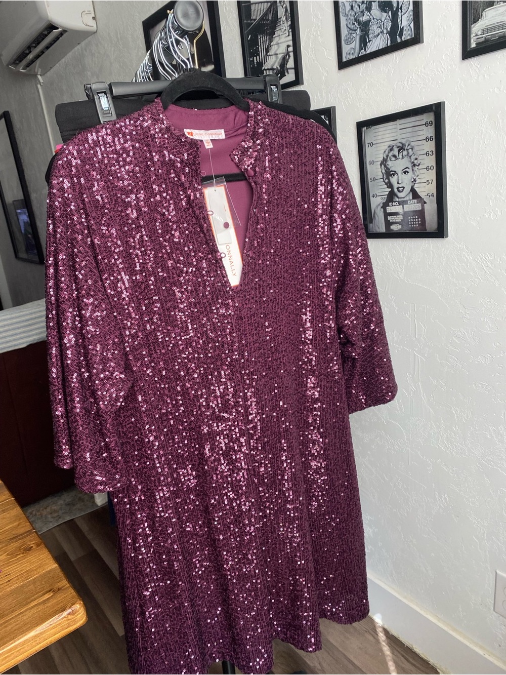 Jude Connally Plum Sequin Shift Dress